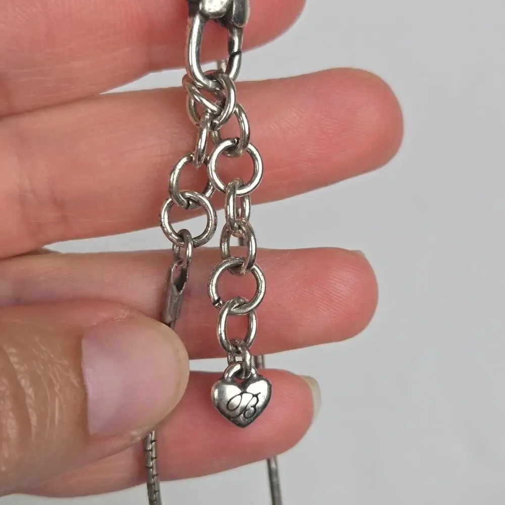 brighton toledo long chain necklace in silver tone.
